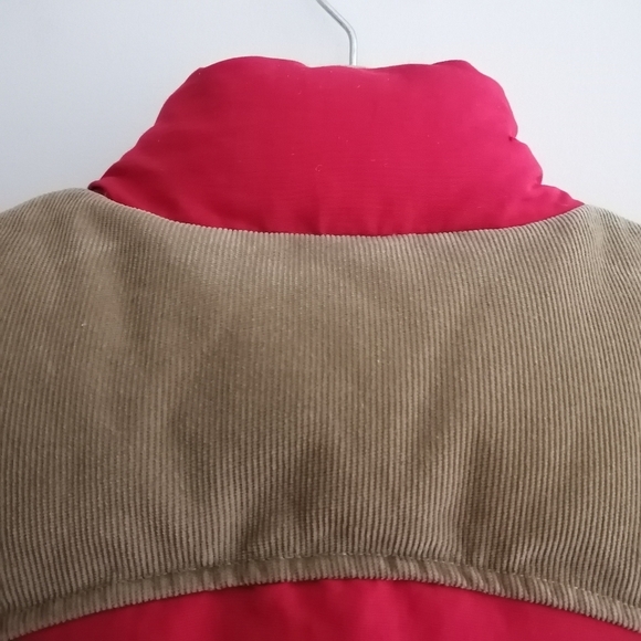 Levi's Men's Goose Down Fill Red Puffer Vest With Corduroy Trim Small - Picture 6 of 15